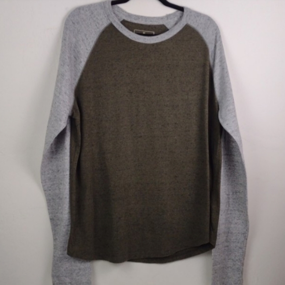Mutual Weave Other - Mutual Weave Dark Sage Green Gray-Long-Sleeve Baseball Tee Jersey Shirt XL
